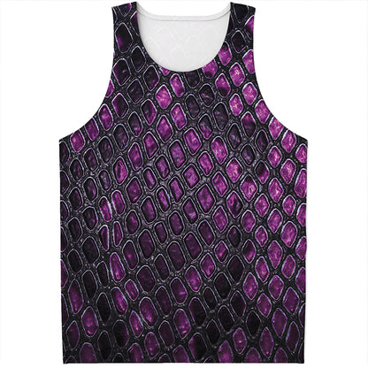 Purple Snakeskin Print Men's Tank Top