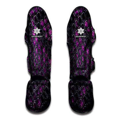 Purple Snakeskin Print Muay Thai Shin Guard