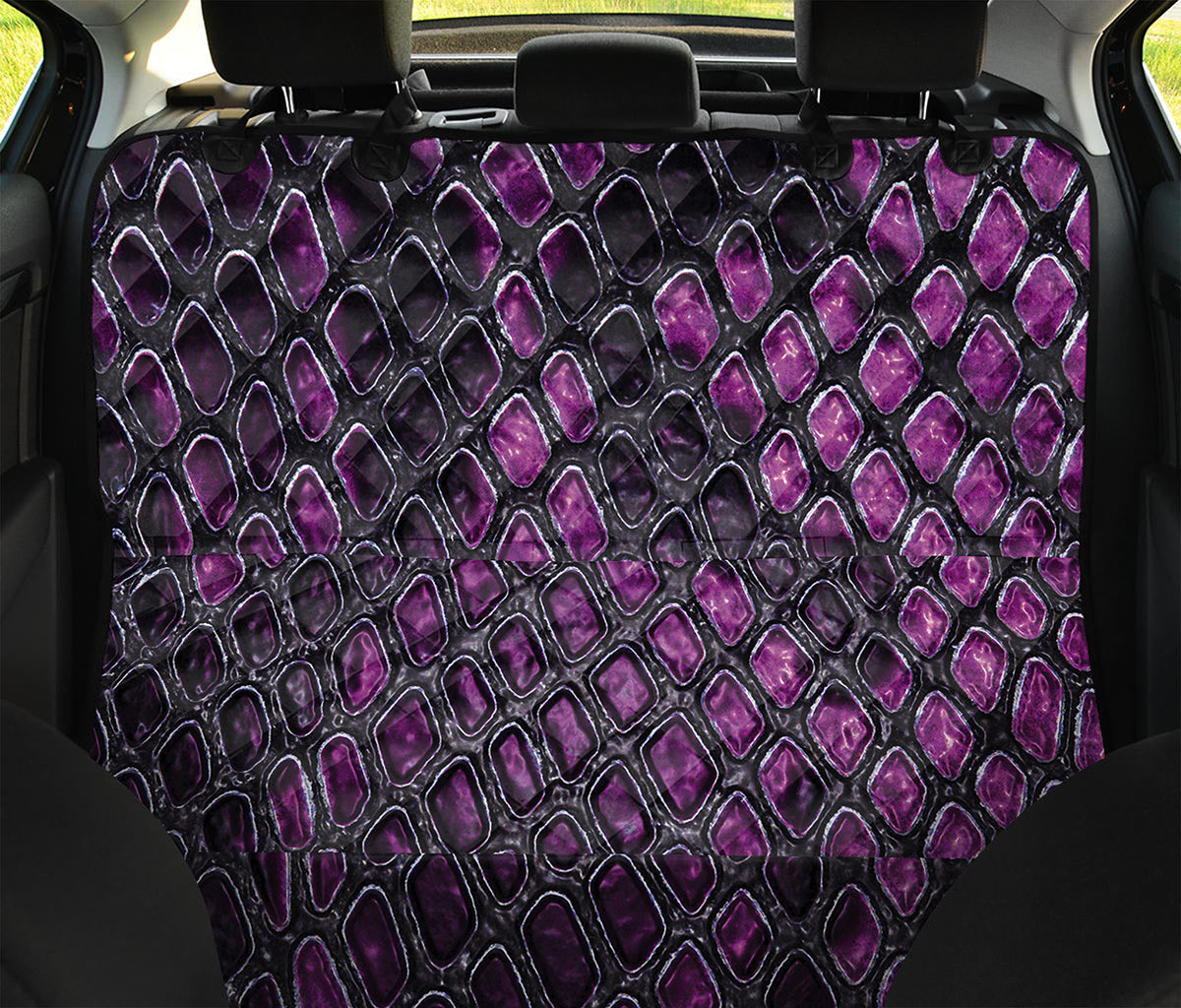 Purple Snakeskin Print Pet Car Back Seat Cover