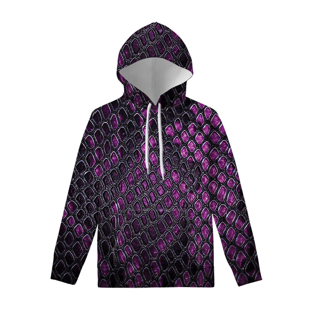 Purple Snakeskin Print Pullover Hoodie