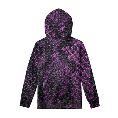 Purple Snakeskin Print Pullover Hoodie