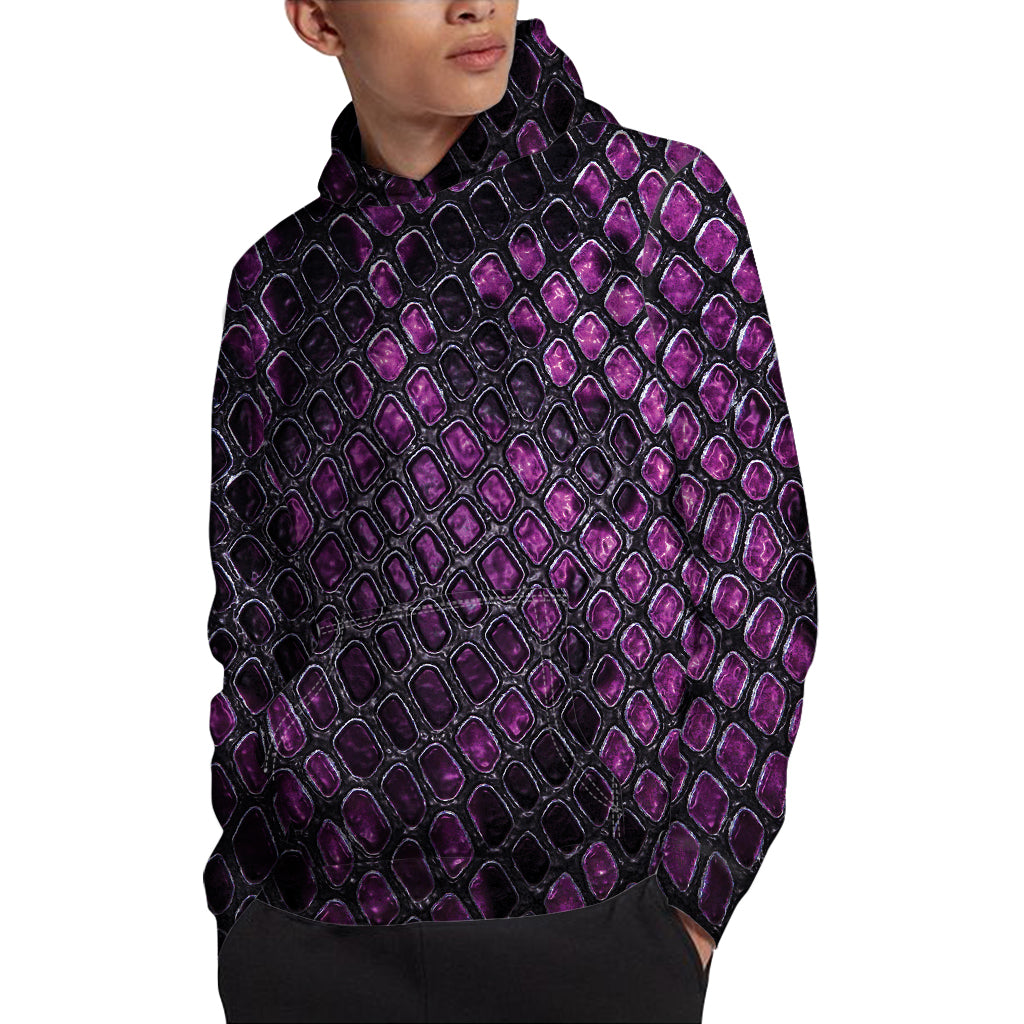 Purple Snakeskin Print Pullover Hoodie