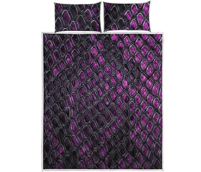 Purple Snakeskin Print Quilt Bed Set
