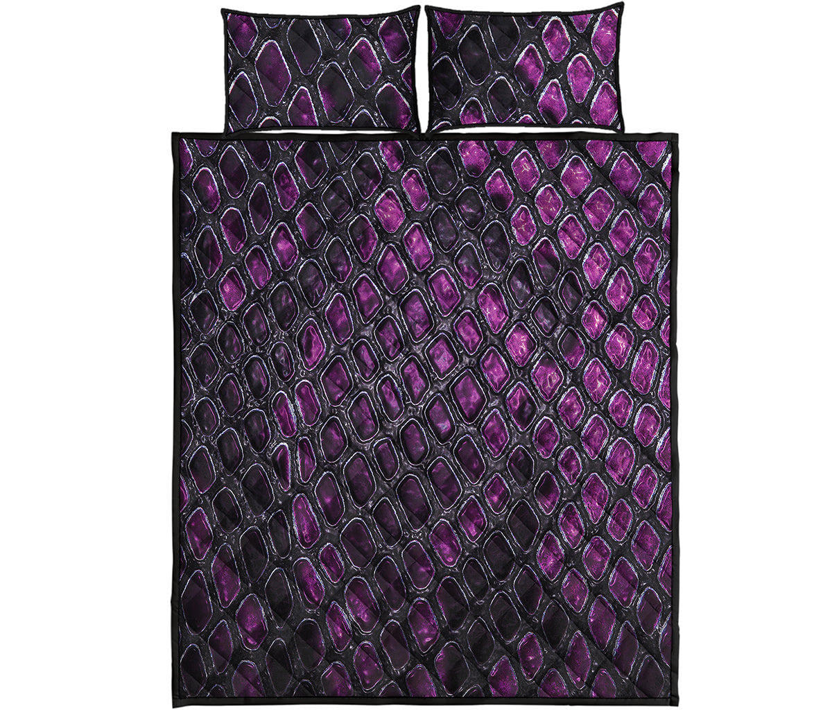 Purple Snakeskin Print Quilt Bed Set