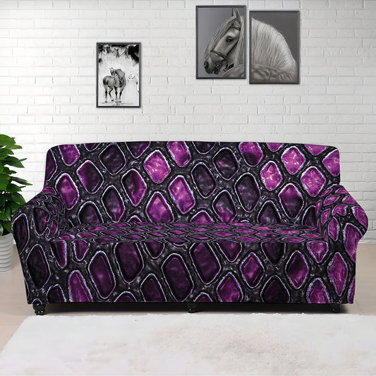 Purple Snakeskin Print Sofa Cover