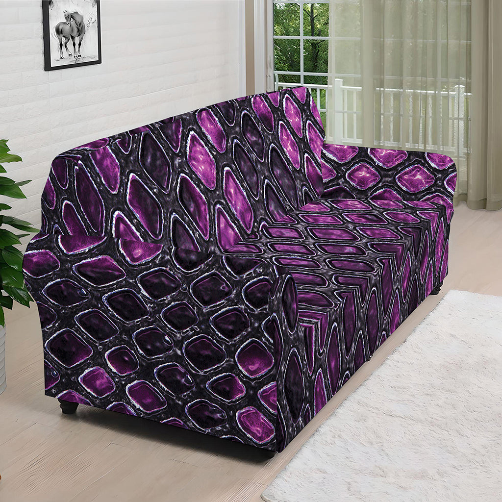 Purple Snakeskin Print Sofa Cover