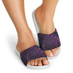 Purple Snakeskin Print White Slide Sandals