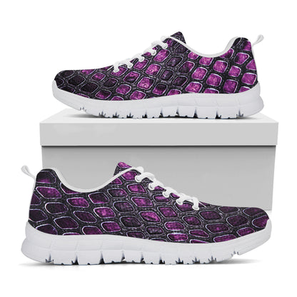 Purple Snakeskin Print White Sneakers