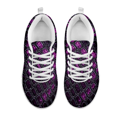 Purple Snakeskin Print White Sneakers