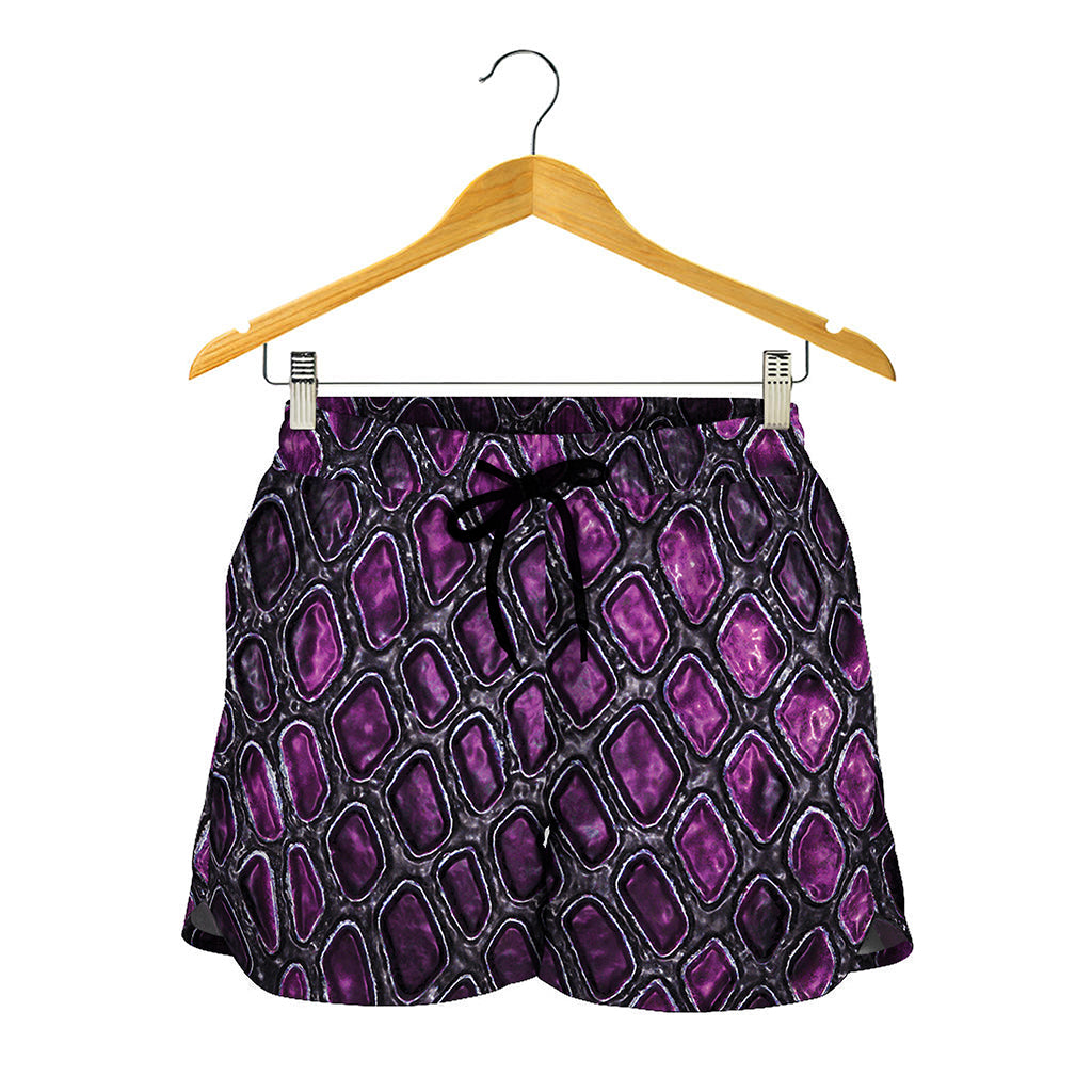 Purple Snakeskin Print Women's Shorts