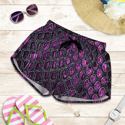 Purple Snakeskin Print Women's Shorts