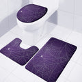 Purple Spider Web Pattern Print 3 Piece Bath Mat Set
