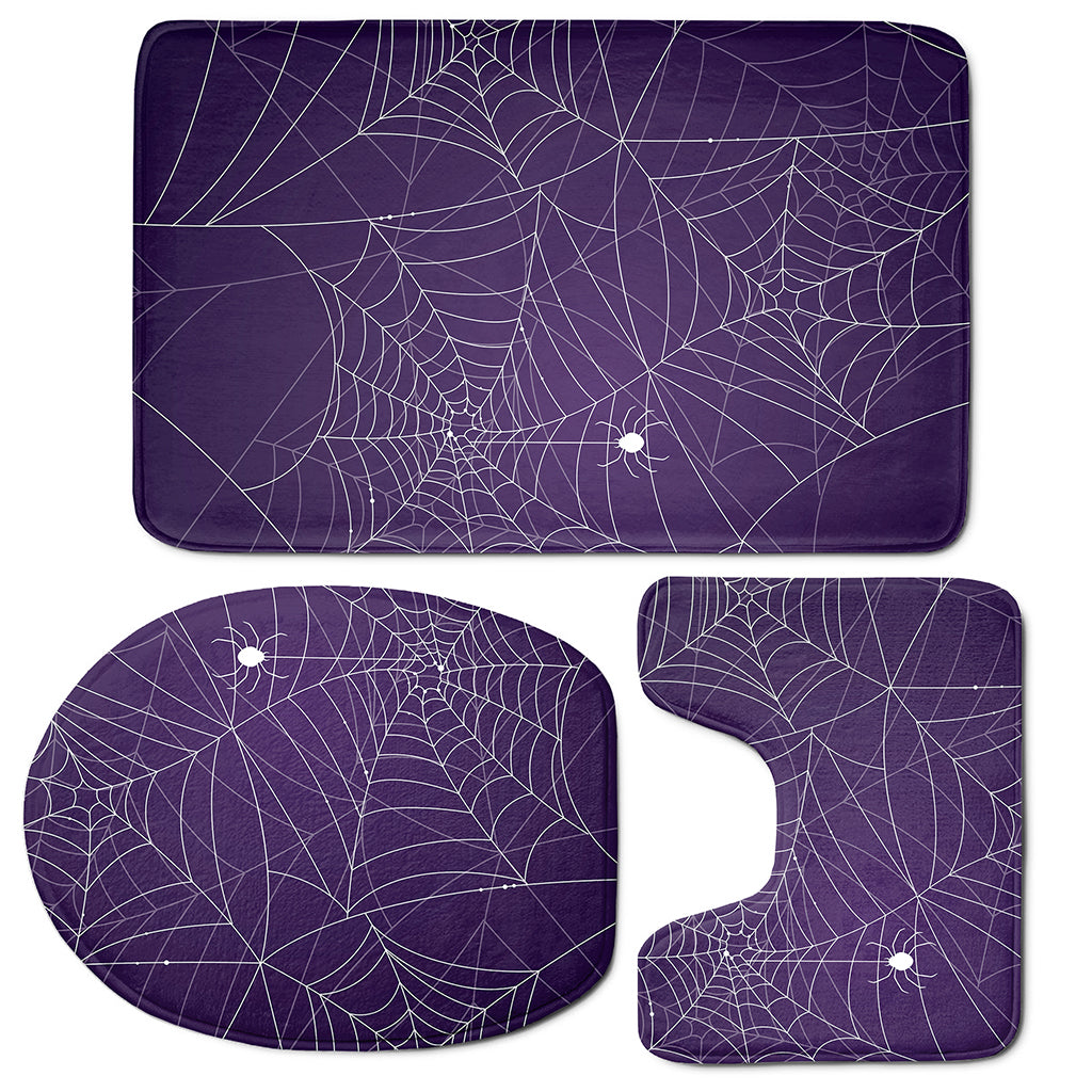 Purple Spider Web Pattern Print 3 Piece Bath Mat Set