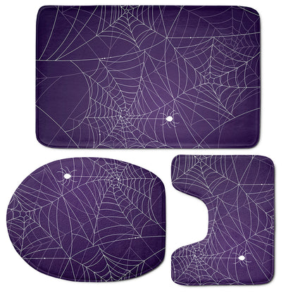 Purple Spider Web Pattern Print 3 Piece Bath Mat Set