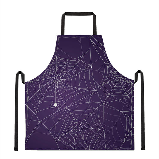 Purple Spider Web Pattern Print Apron