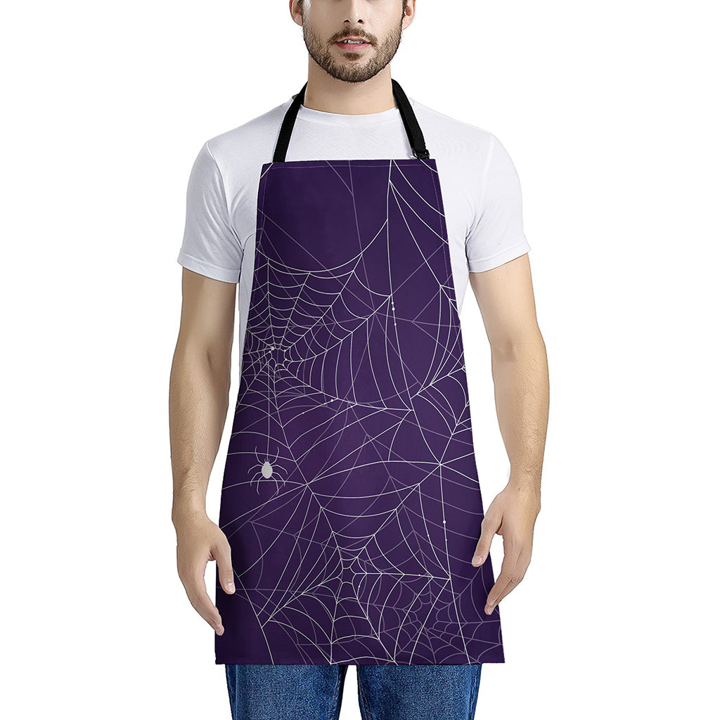 Purple Spider Web Pattern Print Apron