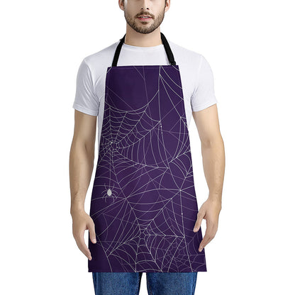Purple Spider Web Pattern Print Apron