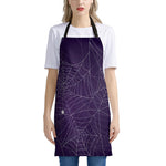 Purple Spider Web Pattern Print Apron