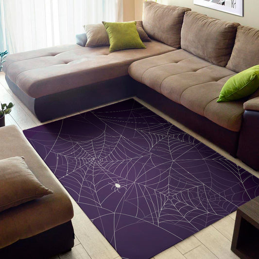 Purple Spider Web Pattern Print Area Rug