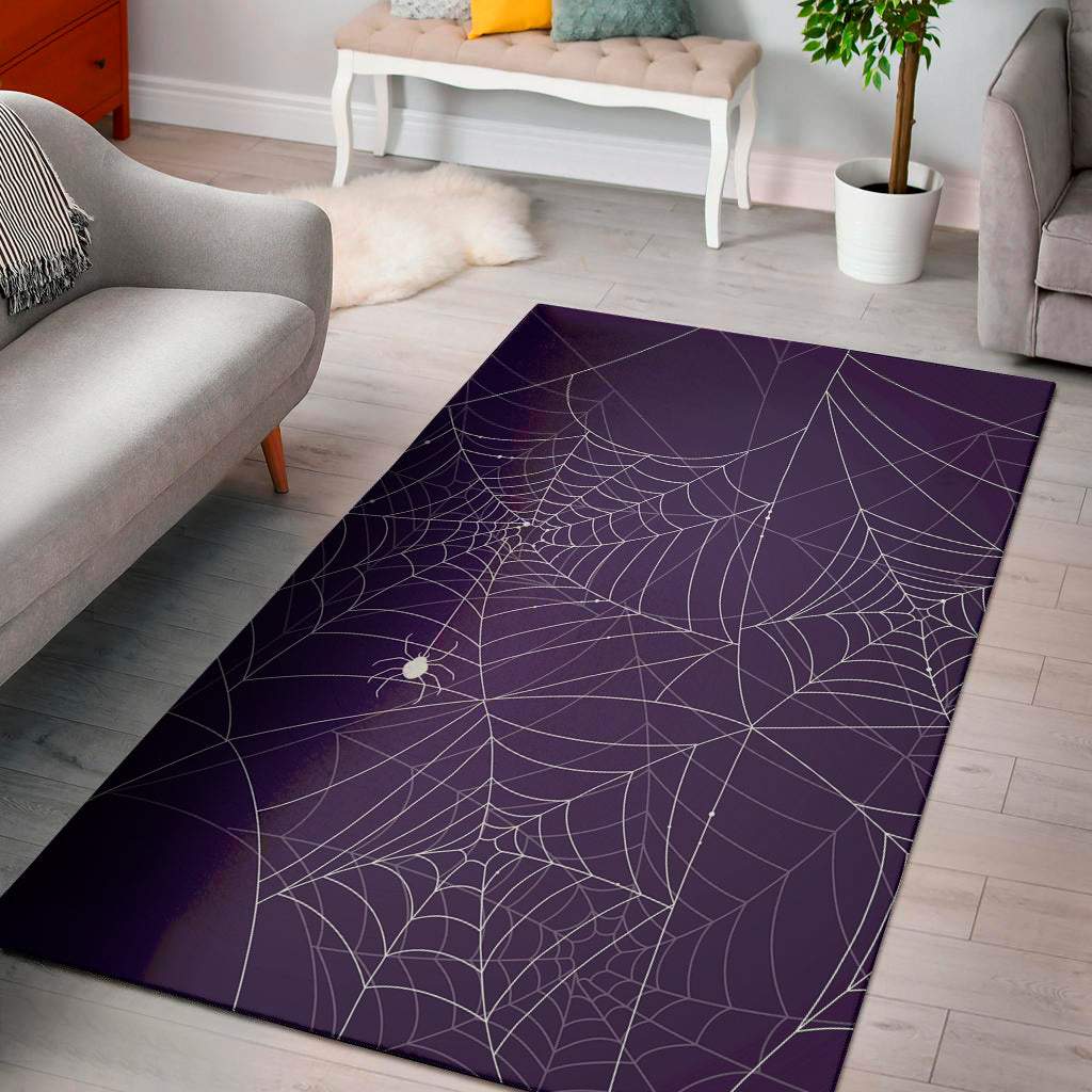 Purple Spider Web Pattern Print Area Rug