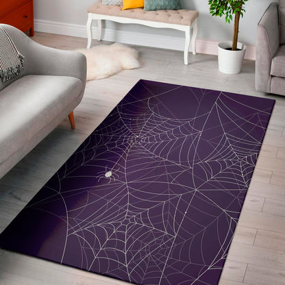 Purple Spider Web Pattern Print Area Rug
