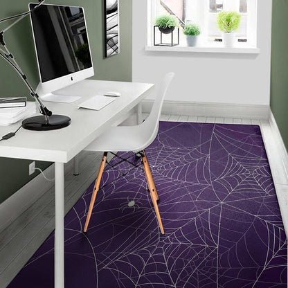 Purple Spider Web Pattern Print Area Rug