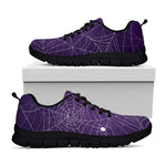 Purple Spider Web Pattern Print Black Sneakers