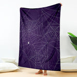 Purple Spider Web Pattern Print Blanket