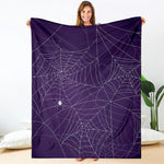 Purple Spider Web Pattern Print Blanket