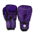 Purple Spider Web Pattern Print Boxing Gloves