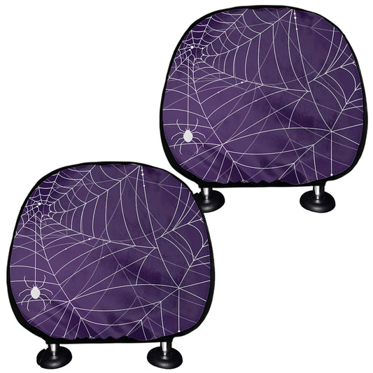 Purple Spider Web Pattern Print Car Headrest Covers