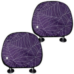 Purple Spider Web Pattern Print Car Headrest Covers