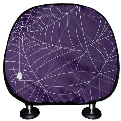 Purple Spider Web Pattern Print Car Headrest Covers