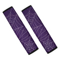 Purple Spider Web Pattern Print Car Seat Belt Covers