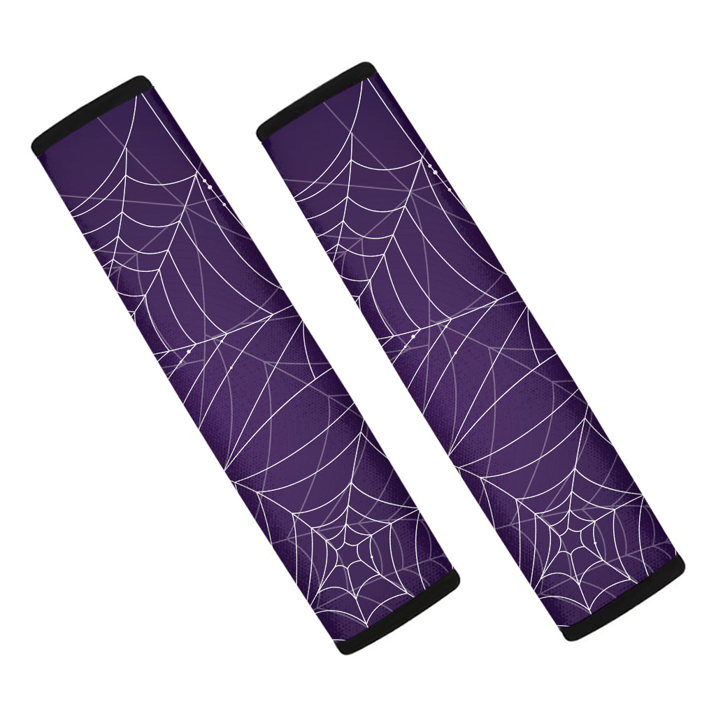 Purple Spider Web Pattern Print Car Seat Belt Covers