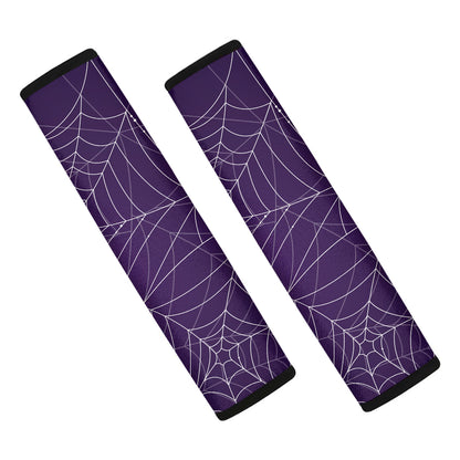 Purple Spider Web Pattern Print Car Seat Belt Covers