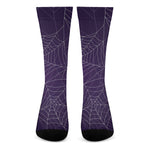 Purple Spider Web Pattern Print Crew Socks