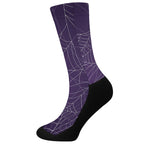 Purple Spider Web Pattern Print Crew Socks