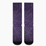 Purple Spider Web Pattern Print Crew Socks