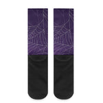 Purple Spider Web Pattern Print Crew Socks