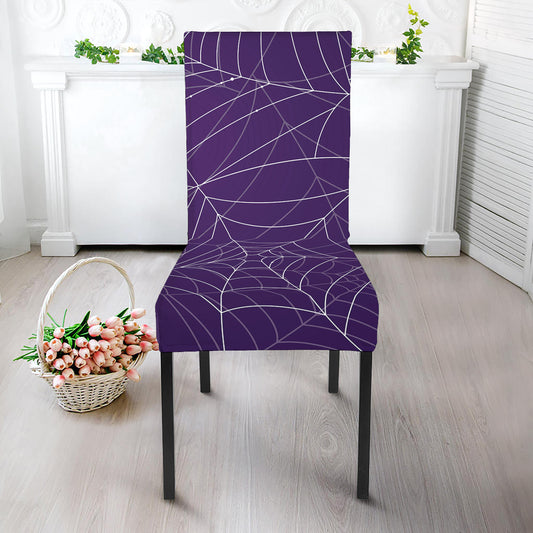 Purple Spider Web Pattern Print Dining Chair Slipcover
