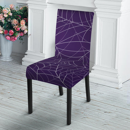 Purple Spider Web Pattern Print Dining Chair Slipcover