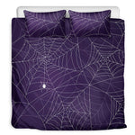 Purple Spider Web Pattern Print Duvet Cover Bedding Set