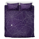 Purple Spider Web Pattern Print Duvet Cover Bedding Set