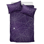 Purple Spider Web Pattern Print Duvet Cover Bedding Set