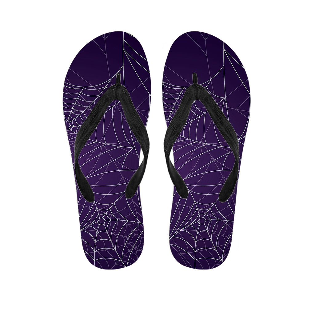 Purple Spider Web Pattern Print Flip Flops