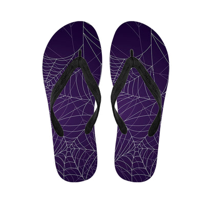 Purple Spider Web Pattern Print Flip Flops