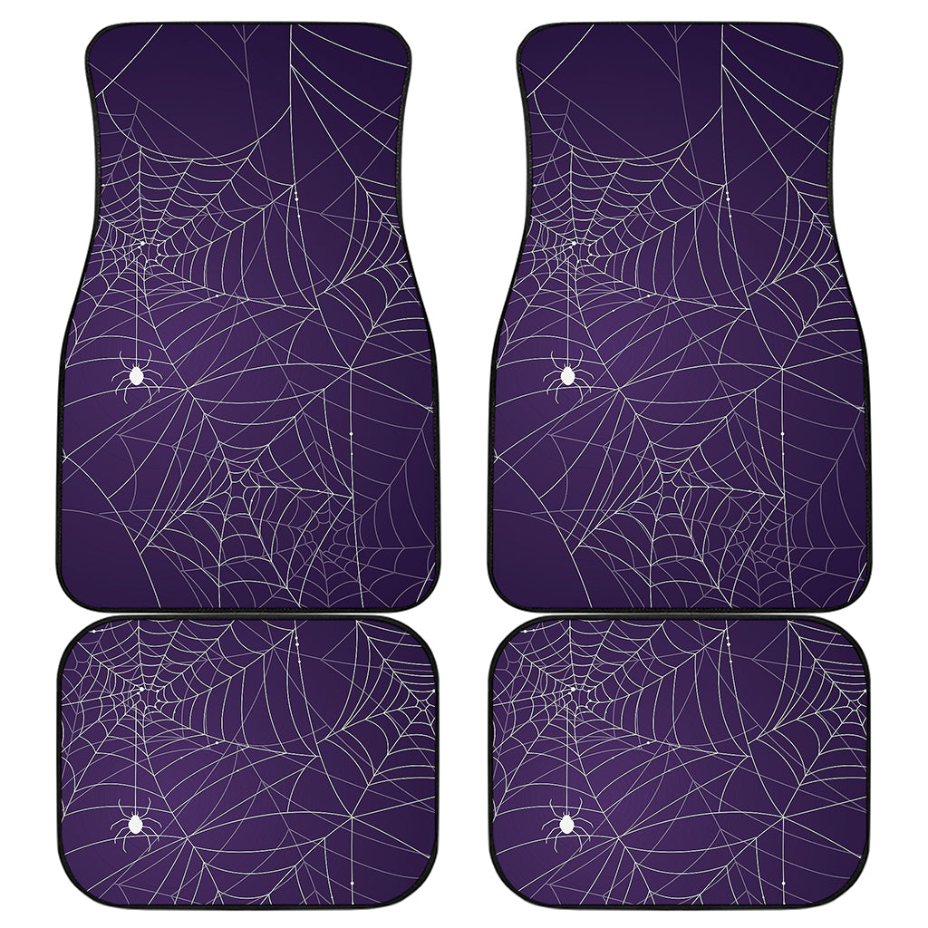 Purple Spider Web Pattern Print Front and Back Car Floor Mats