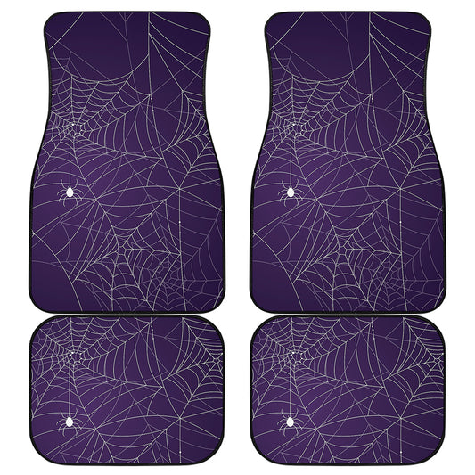 Purple Spider Web Pattern Print Front and Back Car Floor Mats