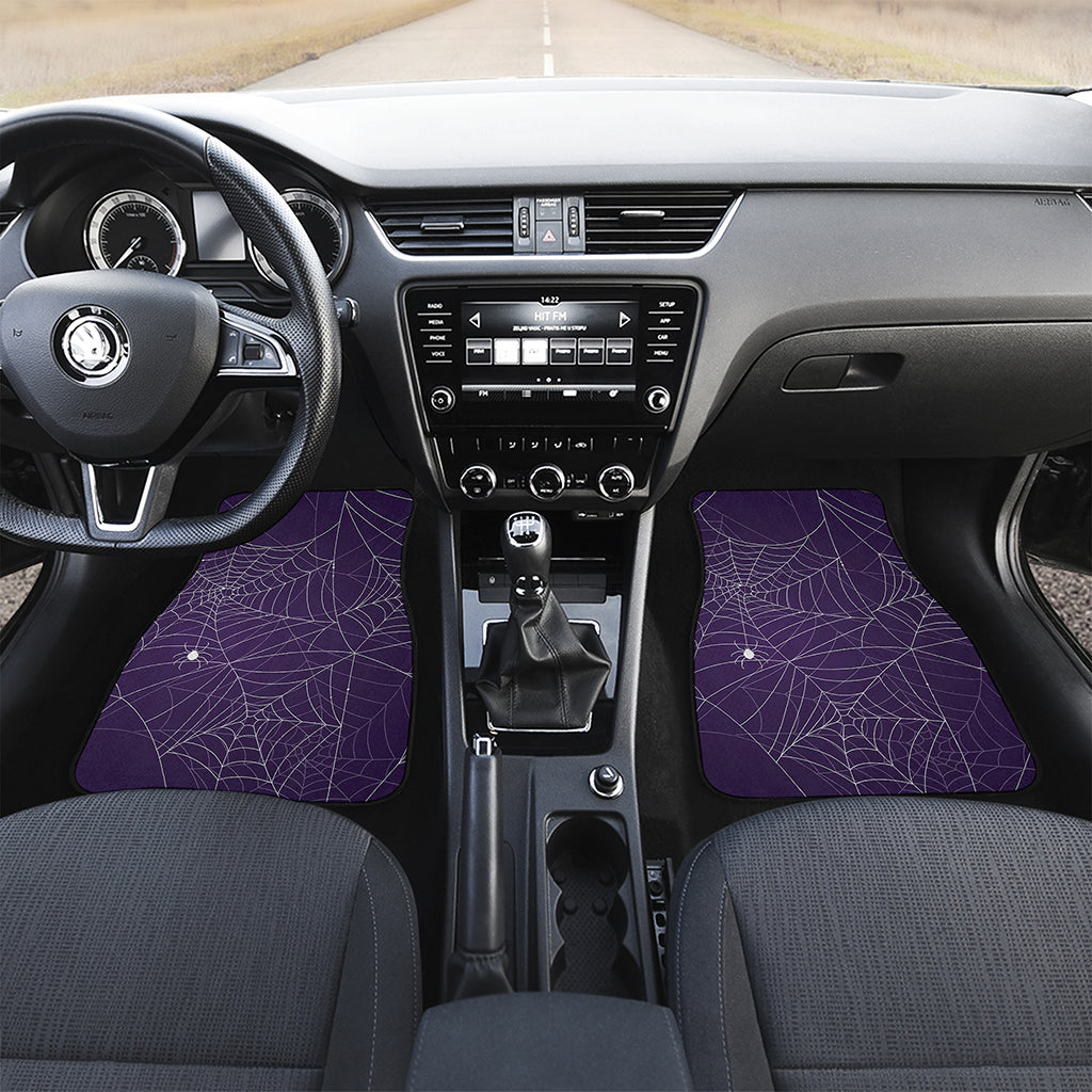 Purple Spider Web Pattern Print Front and Back Car Floor Mats